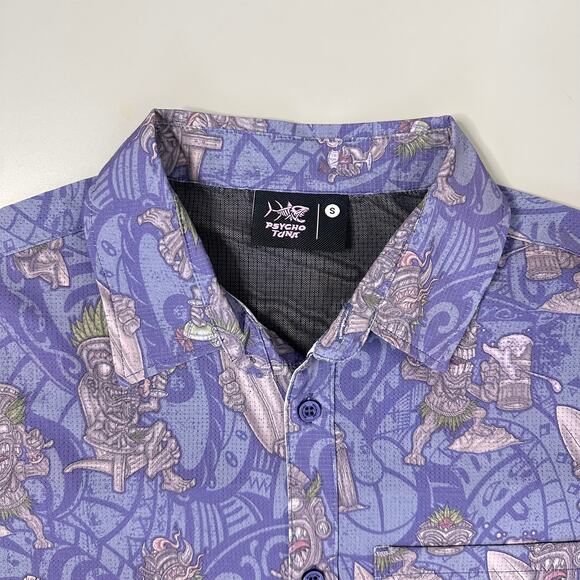 Psycho Tuna Tipsy Tiki Short Sleeve Button Up Shirt in Sodalite Blue - Picture 4 of 8